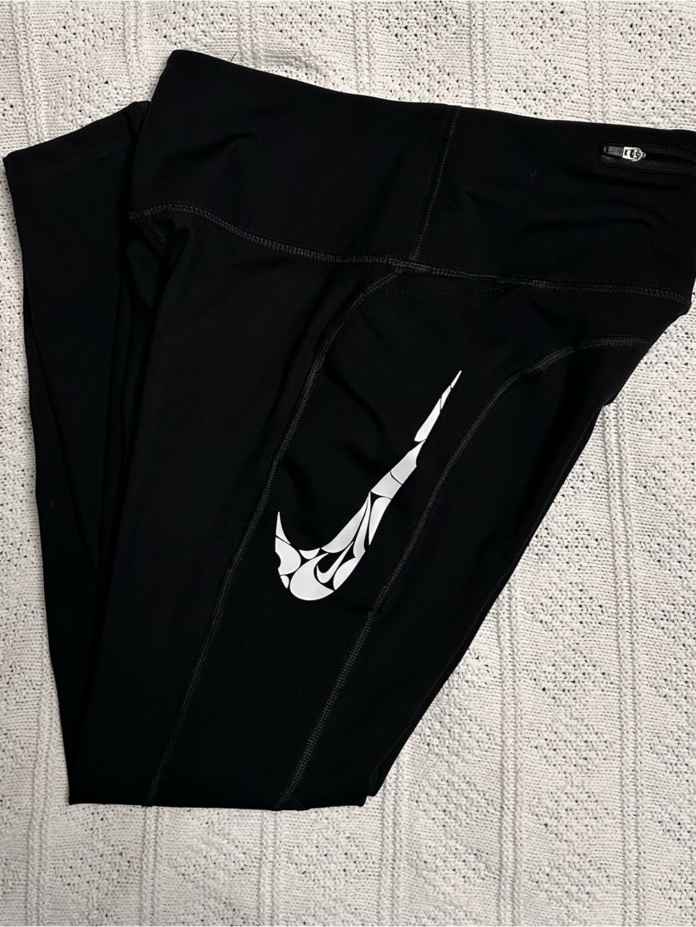 Nike Black Leggings with White Decorative Swoosh